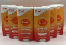 6PK Lume Whole Body Deodorant Invisible Cream  2.2 OZ EA Clean Tangerine READ