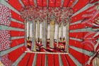 Hermes Ombres et Lumieres Silk Scarf Red Forest Hunt Carre 90 Vintage — photo 2