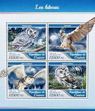 HOJA DE SELLO DE BÚHOS DE GUINEA MNH 2017 BÚHO NEVADO AVES RAPACES PÁJARO ÁGUILA EUROASIÁTICA
