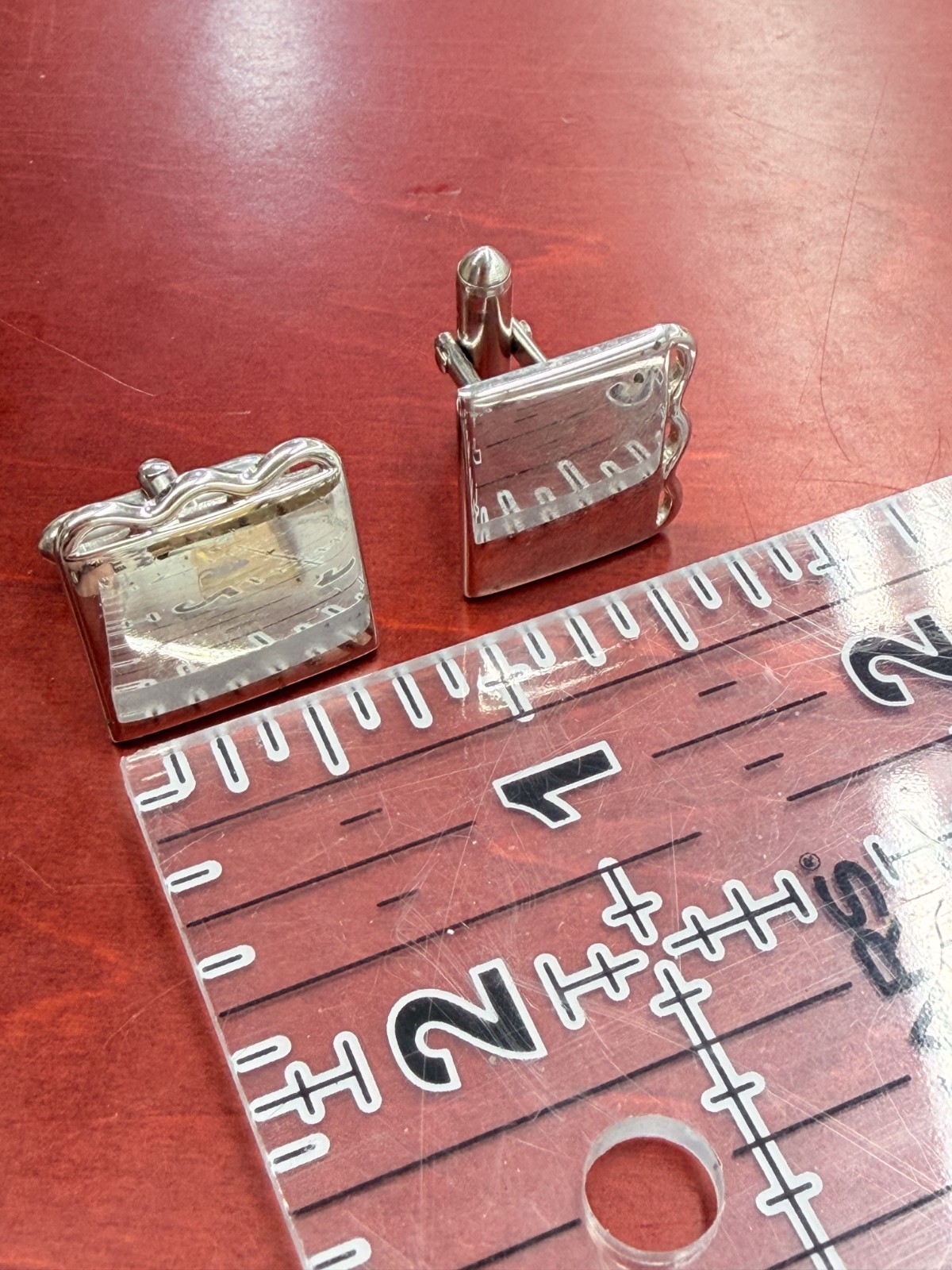 Vintage Swank Silver Wave Rectangular Cufflinks A… - image 4