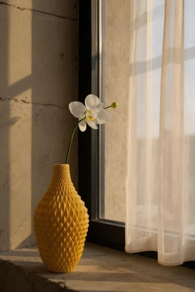 Jarrón decorativo contemporáneo de 19 cm - Polvo de piedra hecho a mano para decoración versátil Foto 3 de 4