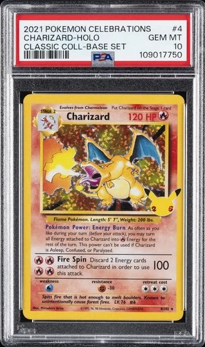 2021 POKEMON CELEBRATIONS CLASSIC COLLECTION #4 CHARIZARD-HOLO PSA 10