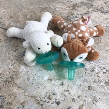 WUBBANUB MARY MEYER SPOTTED FAWN BABY LAMB PLUSH PACIFIER SOOTHERS BUNDLE