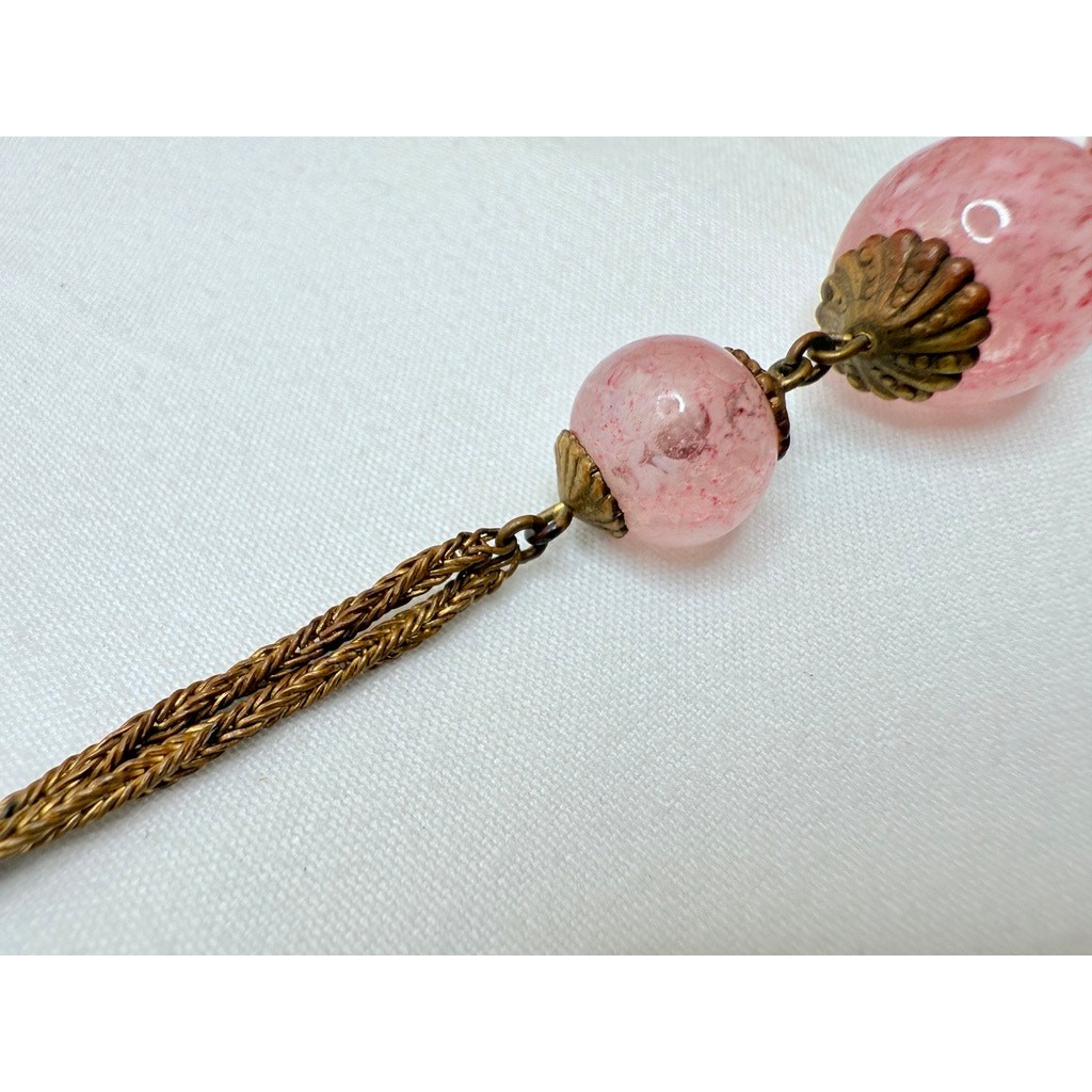 Antique Art Deco Czech 'Sugar Glass' Lavalier Necklace View 5