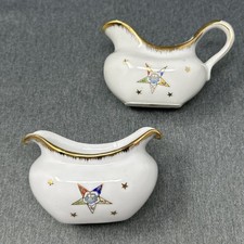 H.B. Mackrides Creamer Sugar Set Porcelain OES Fraternal Masonic Collectible