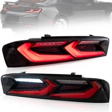 Pair VLAND LED Taillights Red Lens For 2016-2018 Chevy Camaro Brake Rear Lamps