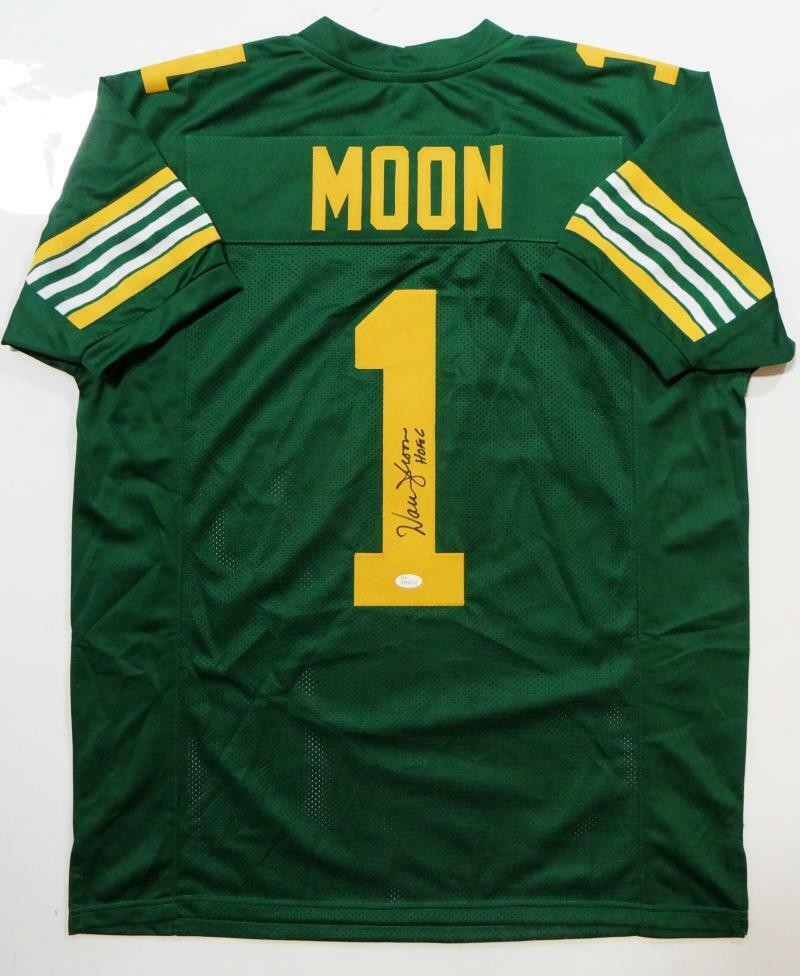 Warren Moon Autographed Signed Green Pro Style Jersey w/ HOF- JSA W Authenticated 