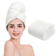 Microfiber Hair Towel Quick Dry Ultra Absorbent Long Thick Hair 20x40" White