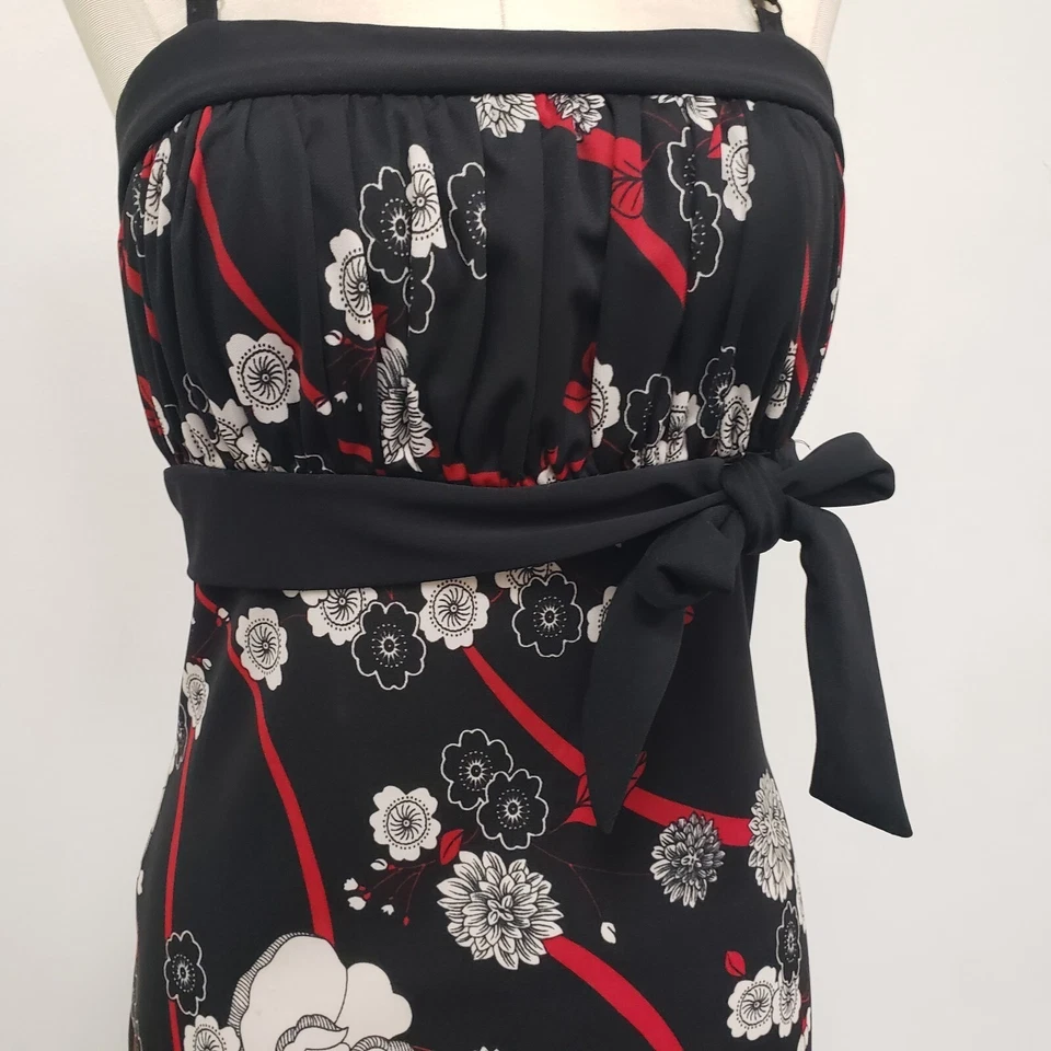 VTG Trixxi Y2K Fairy Whimsigoth Babydoll Midi Dress Size S Coquette Dark Floral - Image 2 of 4