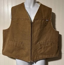 Carhartt Sherpa Lined Vest Union Made USA Khaki Tan Mens XXL Zip Up Duck Canvas