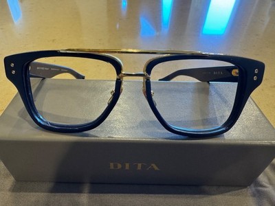 DITA MACH THREE Titanium Sunglasses Navy color Lens blue and 18k gold NO LENSES