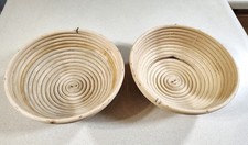 PAIR of 8-Inch Round Banneton Proofing Basket Bread Dough  Serving Bowls. USED