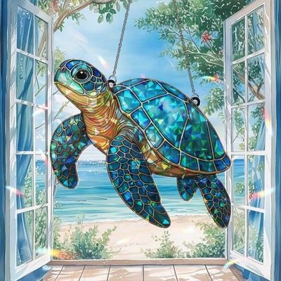 #ad #ad Sea Turtle Window Hanging Ocean Holographic Suncatcher Coastal Marine Decor $8.45