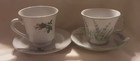 Pair of Vintage Floral Teacups & Saucers, Unmarked, Lavendar & Roses — photo 4