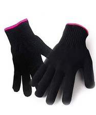 2 Heat Resistant Hair Styling Gloves for Curling Iron Flat Iron Wand Black Pink