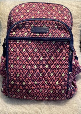Vera Bradley Katalina Pink Diamonds Campus Backpack Blue Quilted Bag