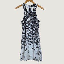 YYigal Floral Halter Dress Small Black White Minimalist Chic Designer