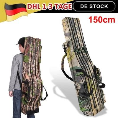 MARKENLOS Rutentasche Angeltasche für 3 Ruten - Rutenfutteral Angelkoffer Angelrutentasche
