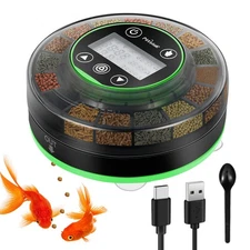 Automatic Fish Feeder for Aquarium - USB Rechargeable Timer LCD Display
