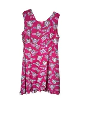 Vintage 90's Y2K Women's Fuchsia Sun Dress Tropical Print Plus 18W Whimsical