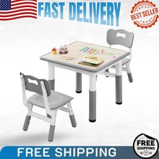 Kids Table Chairs Set 2 Chairs Height Adjustable for Ages 2-8