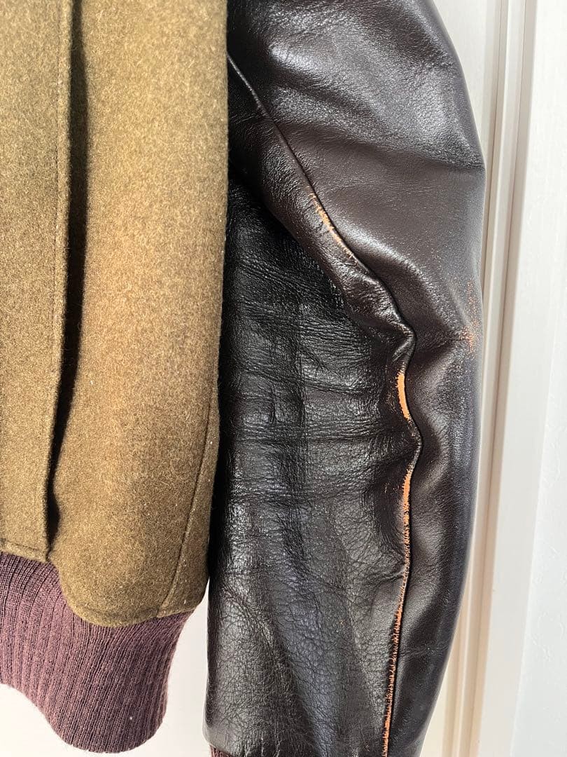 Buzz Rickson's Wool Leather Jacket Olive/Brown si… - image 8