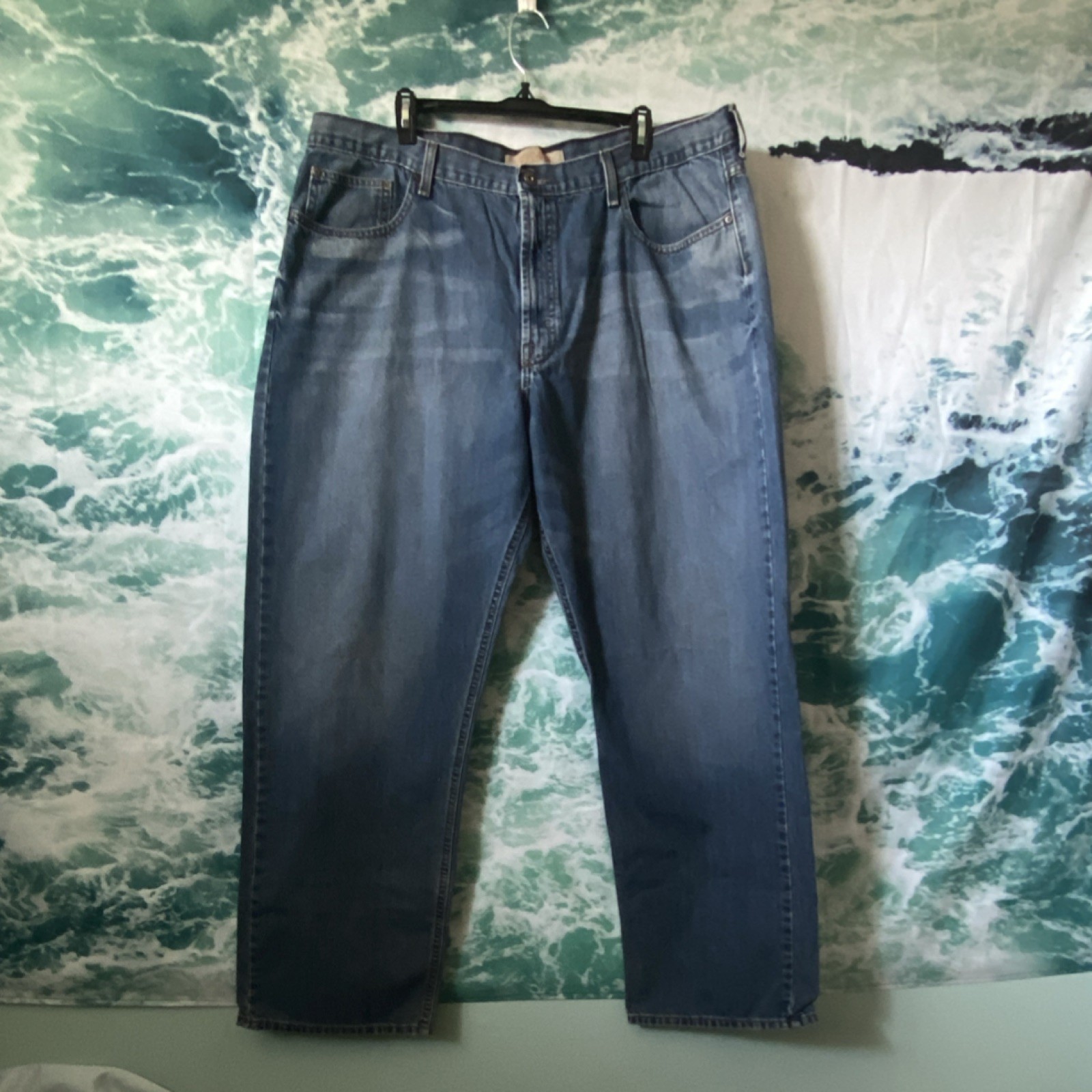 Co. Loose Fit Straight Blue Denim Jeans 5-pocket Men's