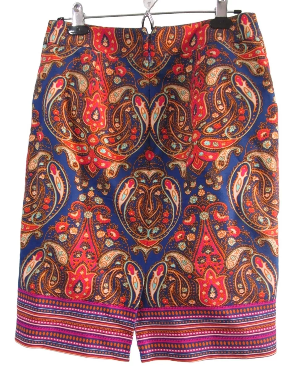 Merona Paisley Scarf Print Business Casual Pencil Skirt Sz 6 EUC