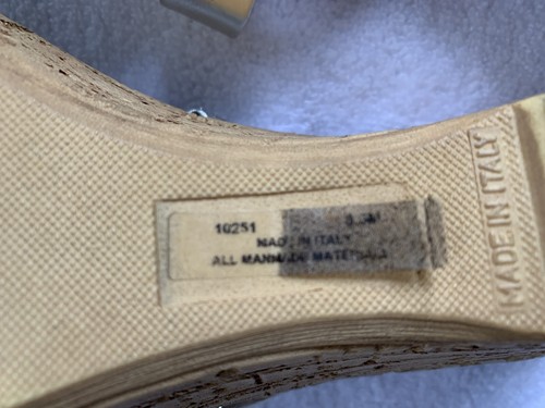 Mariella Keilsandalette Made in Italy Silber Metallic Riemchen Kork Plateau Gr. 8,5 - Bild 7 von 9