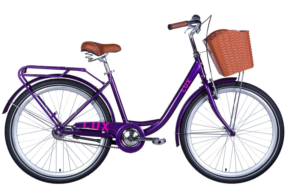 Fahrrad City Damen 26" Korb Stadt Retro Gepäckträger Stahl Lila RH 43cm