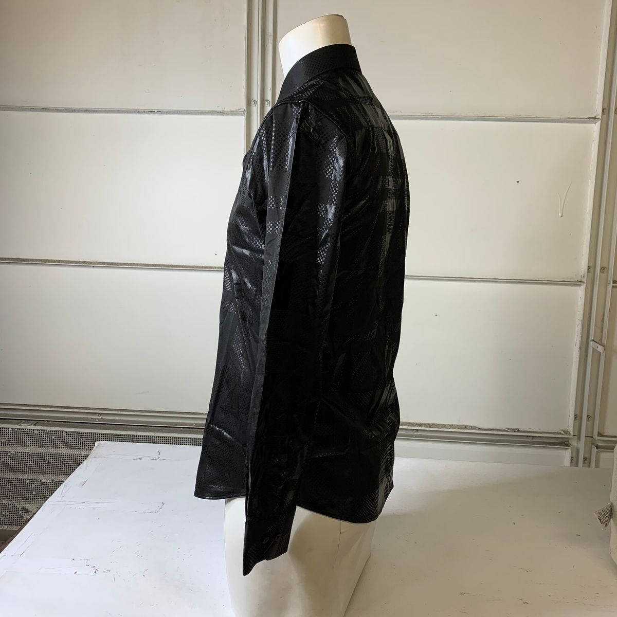 PLATINI Long Sleeve Modern Fit Foiled Shirt Men's Size M Black