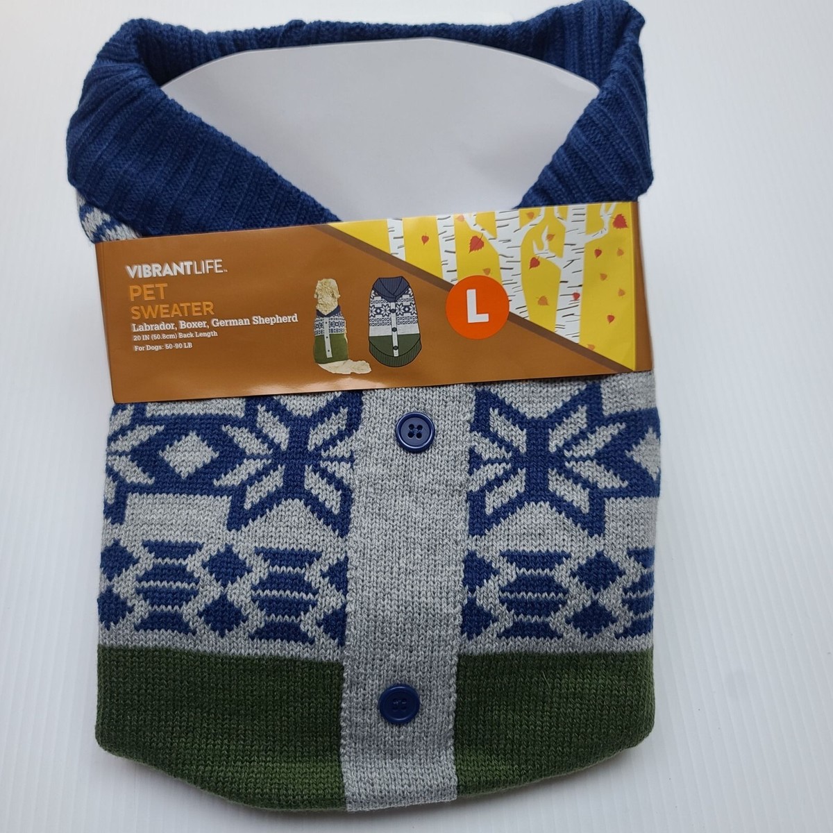 NEW Size L Snowflake Dog Sweater Labrador Boxer German Shepard 50-90 lbs  20" | eBay