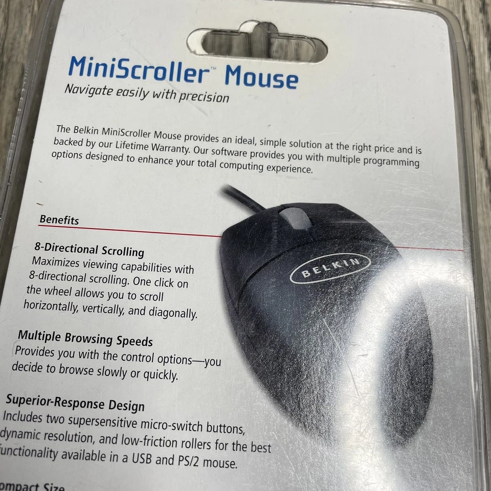 Belkin MiniScroller Mouse -USB PS/2 Adapter- Model F8E841-Black New - Image 4 of 4