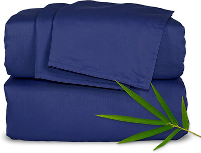 Cobalt Blue California King Bamboo Sheets, Soft & Cooling, 2 Year Guarantee