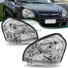 For 2005-2009 Hyundai Tucson Halogen Chrome Headlights Assembly Headlamps Pairs