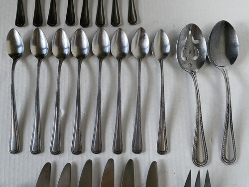 Vintage Set of 63 ROGERS CO Korea Stainless Flatware Forks Knives Spoons Serving - Picture 8 of 12