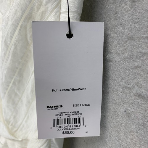 Nine West Womens Cold Off Shoulder Puff Sleeve Tie Waist Mini Dress L NWT White - Picture 6 of 12