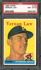 BB - 1958 - Topps - #132 - Vernon Law - PSA 8 - NM-MT