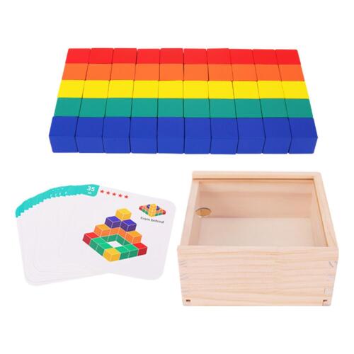 Cube de couleurs en bois, blocs en bois multicolores pour les tout-petits - Afbeelding 1 van 9