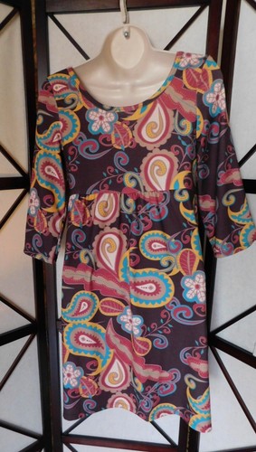 Lolly Wolly Doodle Strick Baby Puppen Kleid in Weinrot/Türkis/Gelb Gr.XS - Bild 1 von 6