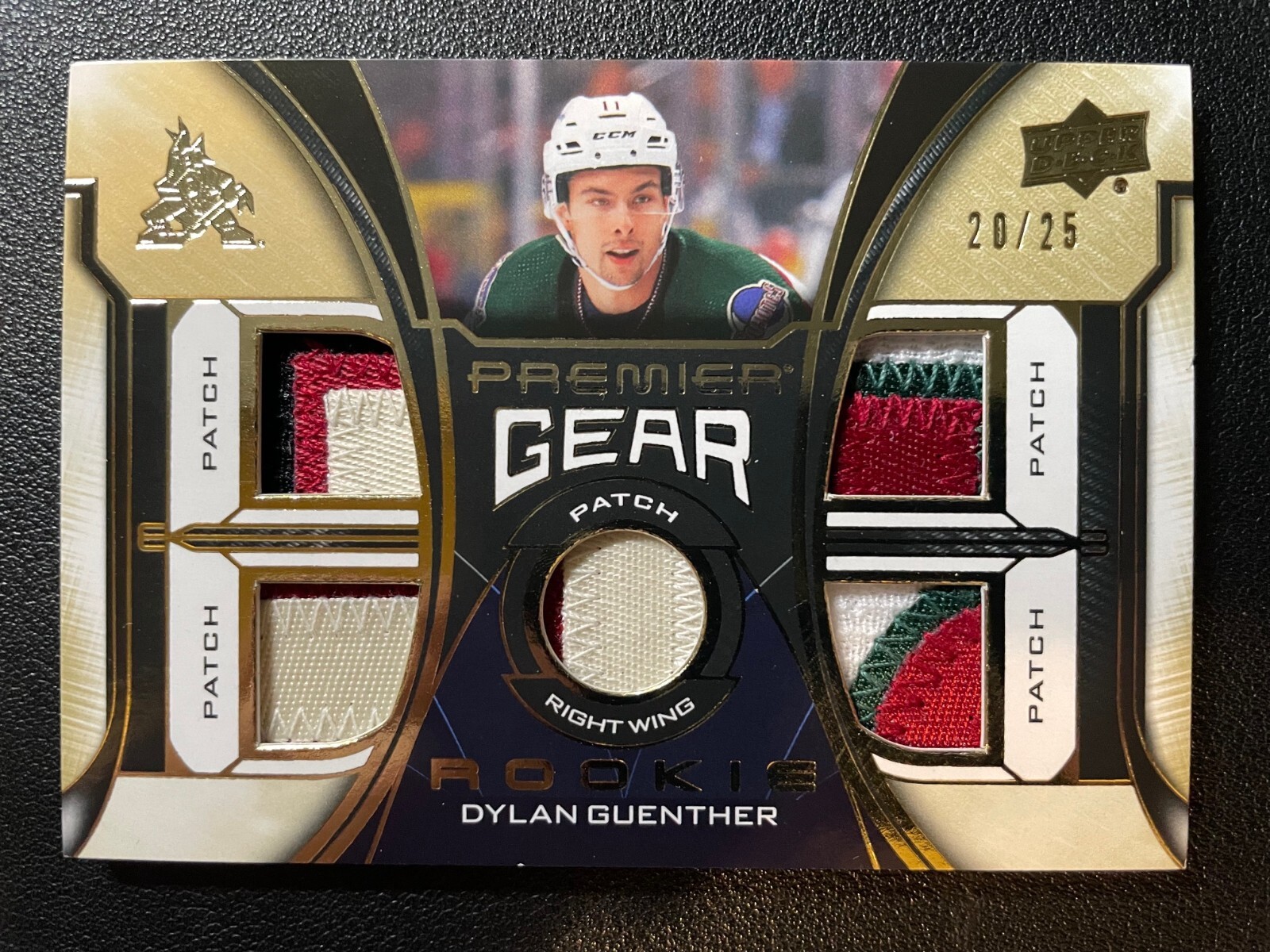 22-23 premier hockey premier gear rookie patch pgr-dg dylan guenther (20/25)