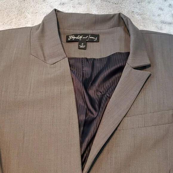 Blazer Elizabeth and James Largo Marrón Mezcla Lana Talla 6 Foto 3 de 4