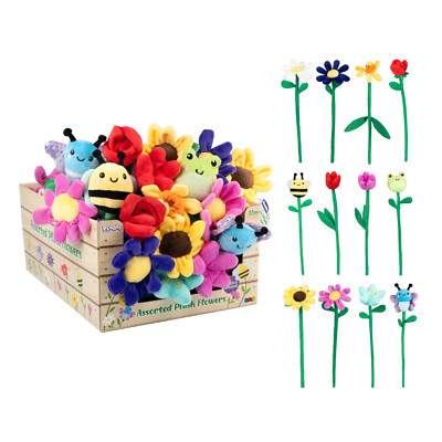 Set Muttertag Plüsch Blumen Geschenk Blumenstrauß 30 cm Ostern Mix 3x Blumen 1 x Tier
