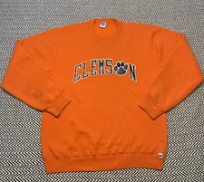 Vintage Clemson Tigers Russell USA Sweatshirt Spellout Football MENS MEDIUM