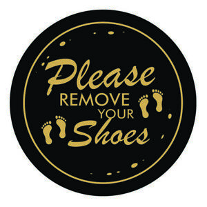 Black/Gold Small All Quality Standard PLEASE REMOVE SHOES Wall Door Sign 