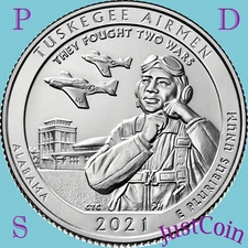 2021 TUSKEGEE AIRMEN (ALABAMA) NATIONAL PARK PDS THREE UNCIRCULATED QUARTER SET 