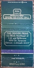 The Denver Prime Steak House Denver CO Colorado Vintage Matchbook Cover