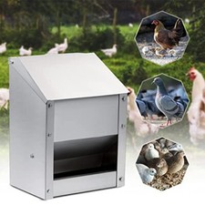 Stainless Steel Chicken Feeders No Waste Automatic w/Lid Weatherproof Wall Mount