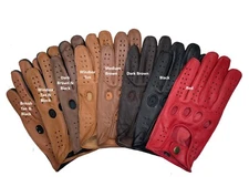 MEN'S CHAUFFEUR SHEEPSKIN LEATHER CAR DRIVING GLOVES (Finished Sewn Knuckles)