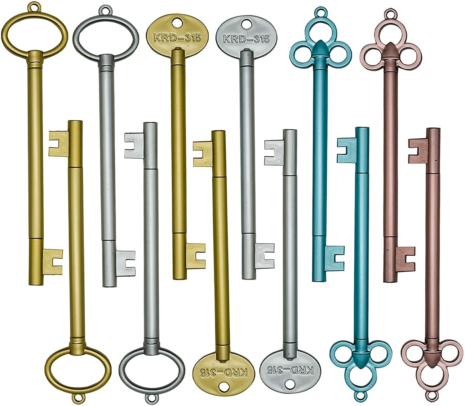 12PCS Key Shape Rollerball Pen Delicate Durable Retro Pens Black Gel Ink Refills